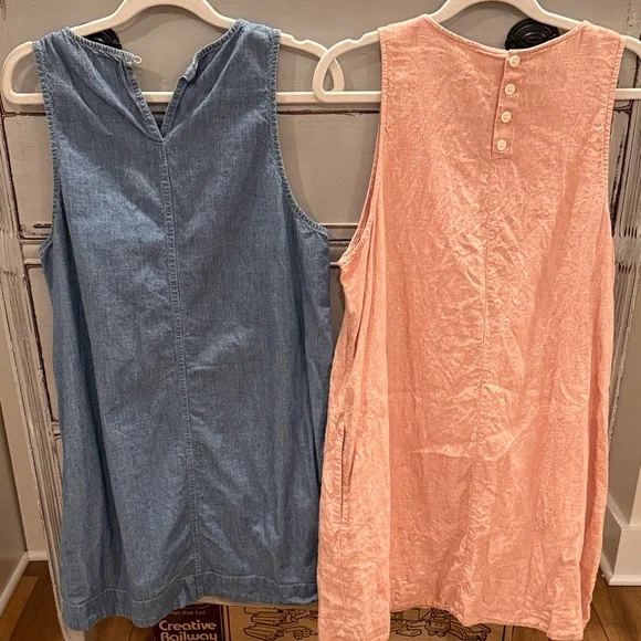 J.Crew Button-back pink linen shift dress & cotton denim dress - Picture 5 of 9